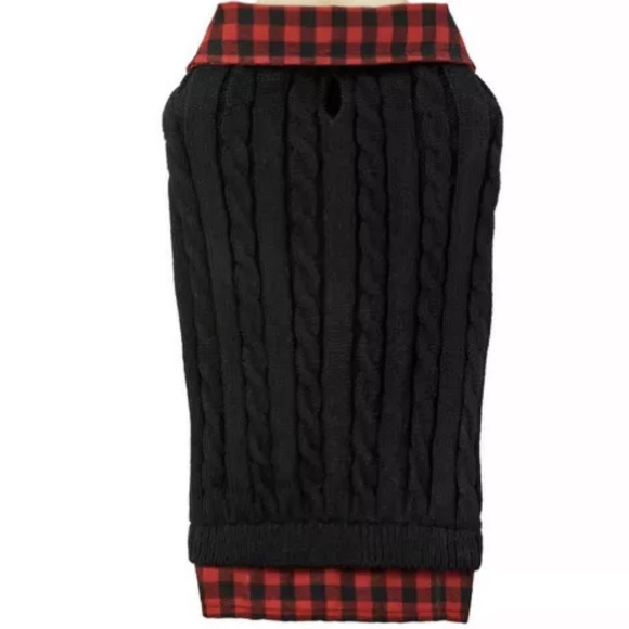 FRISCO CABLE KNIT DOG SWEATER RED PLAID Medium - Chihuahua - Picture 3 of 5